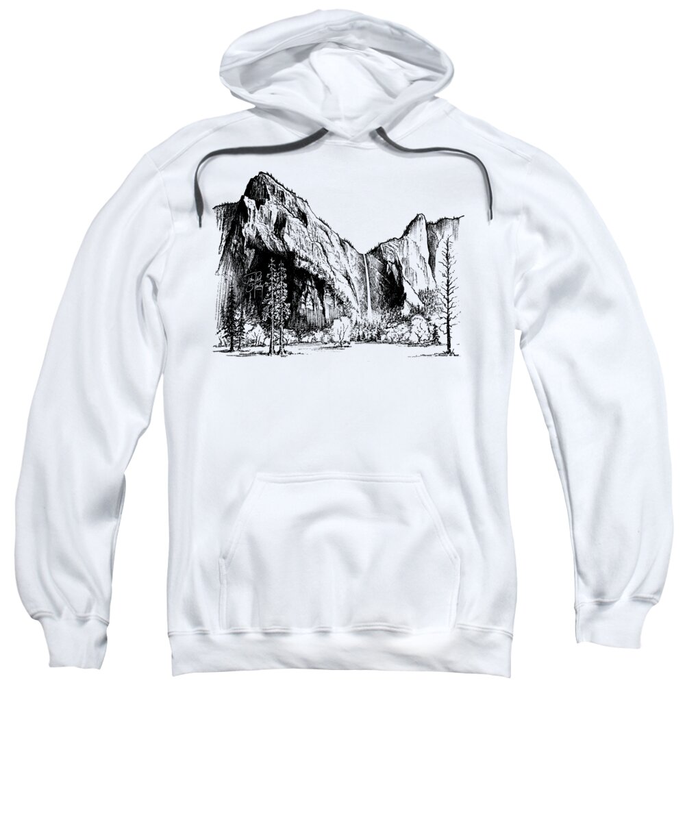 Bridalveil Fall Sweatshirt featuring the mixed media Bridalveil Fall, Yosemite - Transparent Background by John Paul Stanley