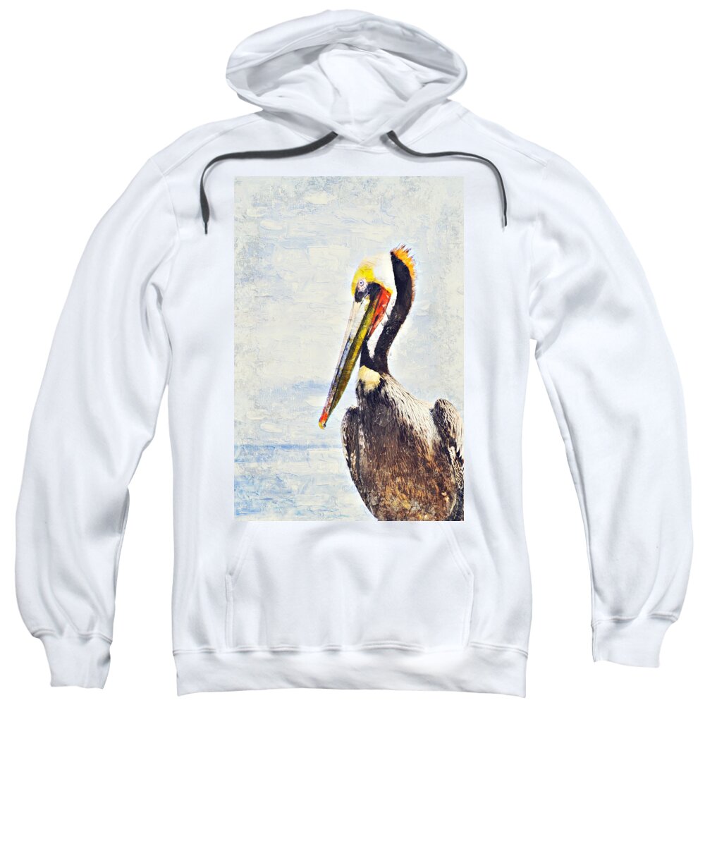 Pelican Sweatshirt featuring the digital art Brown Pelican by Bonny Puckett