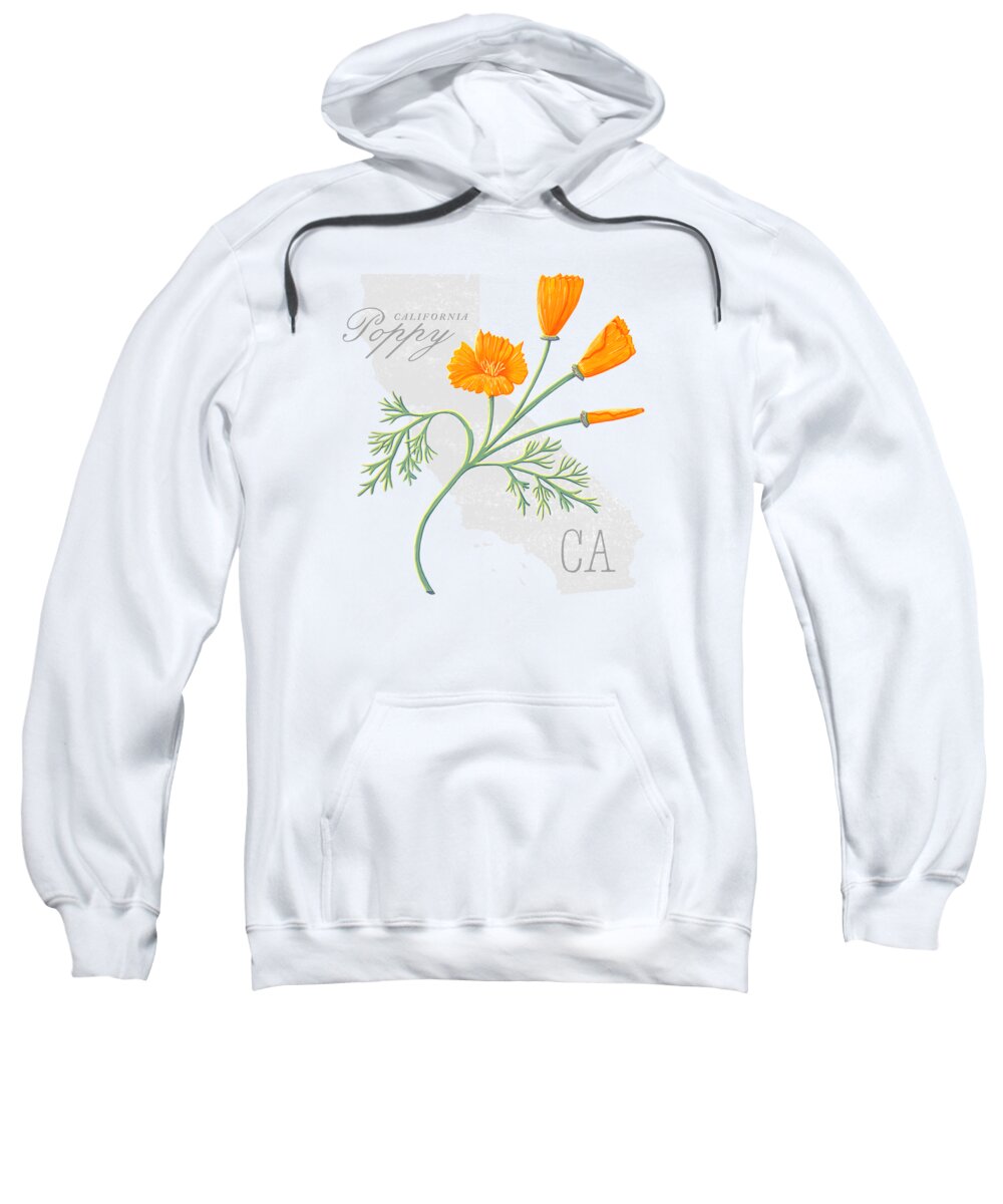California Sweatshirt featuring the painting California State Flower Poppy Art by Jen Montgomery by Jen Montgomery