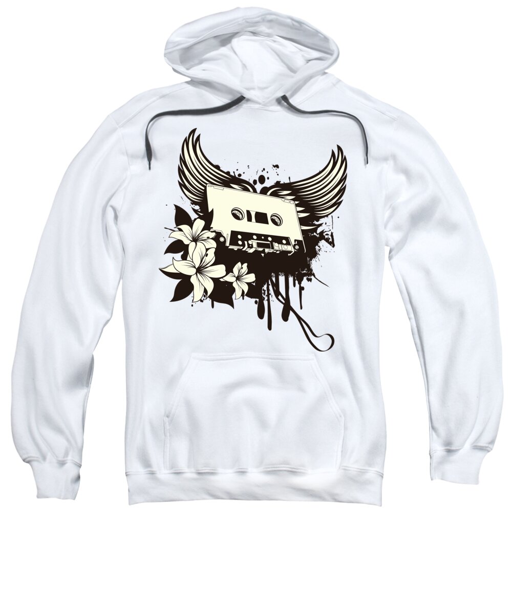 Gothic Sweatshirt featuring the digital art Cassette Tape with Wings by Jacob Zelazny