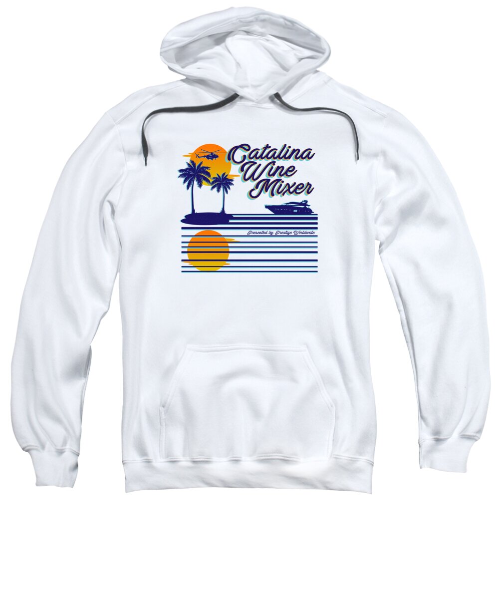Yacht Sweatshirt featuring the digital art Catalina Wine Mixer Beach Palm Trees by Jacob Zelazny
