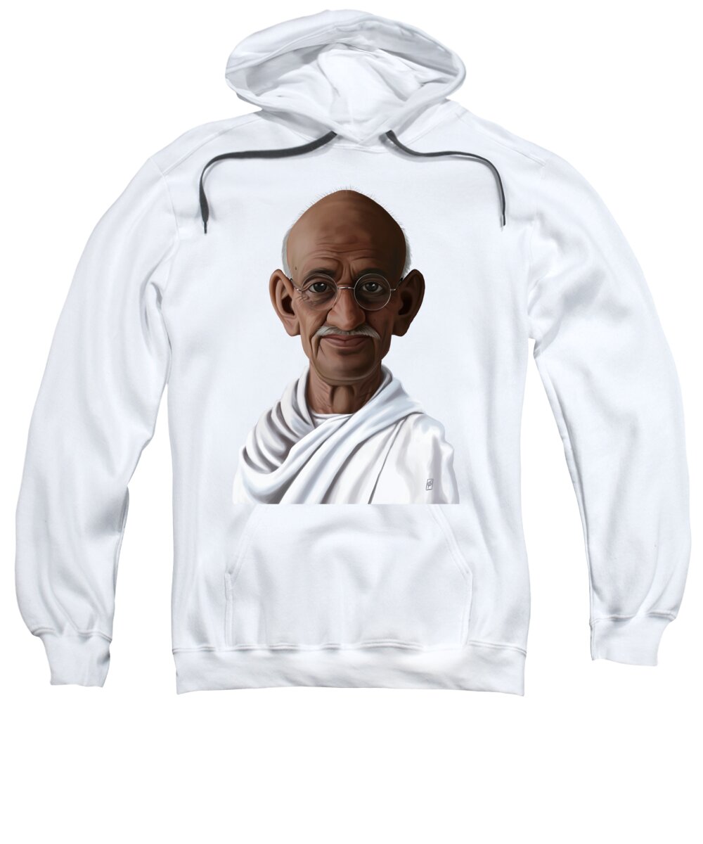 Illustration Sweatshirt featuring the digital art Celebrity Sunday - Mahatma Gandhi by Rob Snow