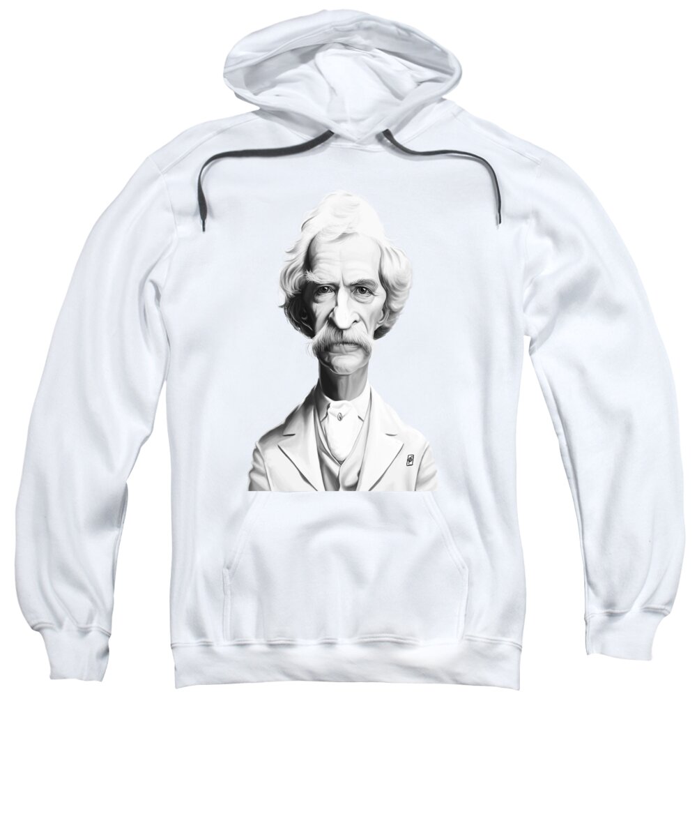 Illustration Sweatshirt featuring the digital art Celebrity Sunday - Mark Twain by Rob Snow