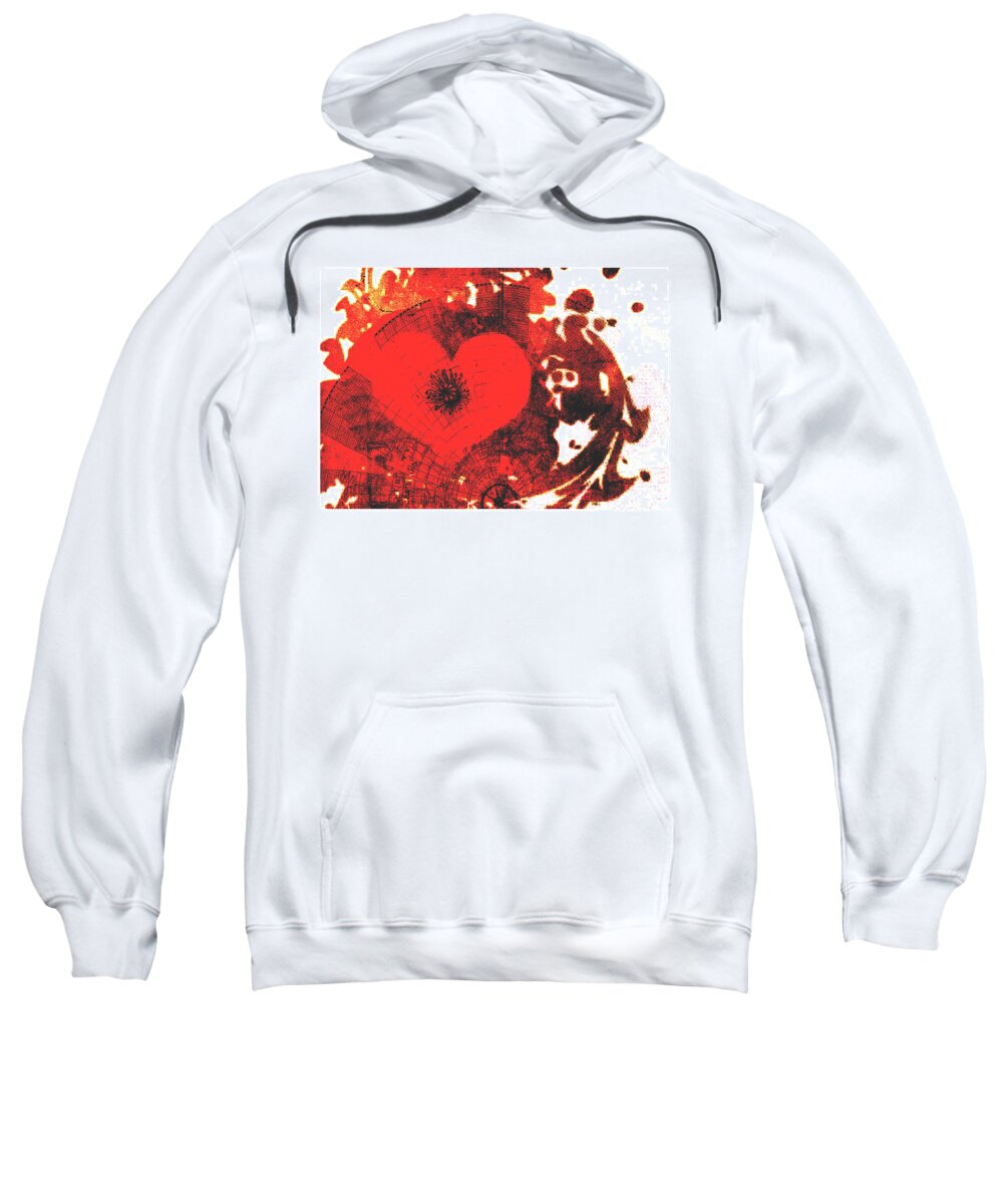 Heart Sweatshirt featuring the mixed media Chaotic Heart by Moira Law