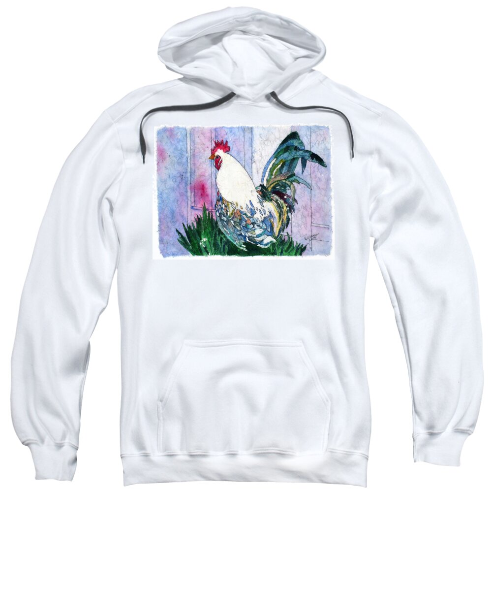Rooster Sweatshirt featuring the painting Cheeky Rooster by Barbara F Johnson