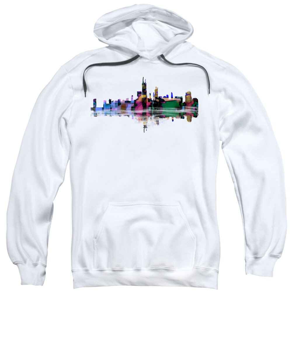 Abstract Sweatshirt featuring the digital art Chicago Skyline Abstract by Eileen Backman