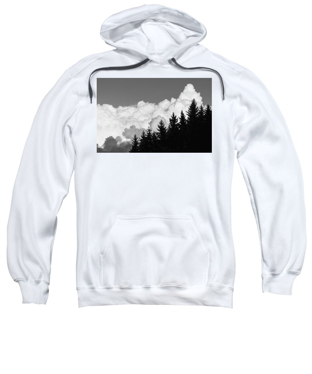 Cloud Sweatshirt featuring the photograph Clouds and Trees by Martin Vorel Minimalist Photography