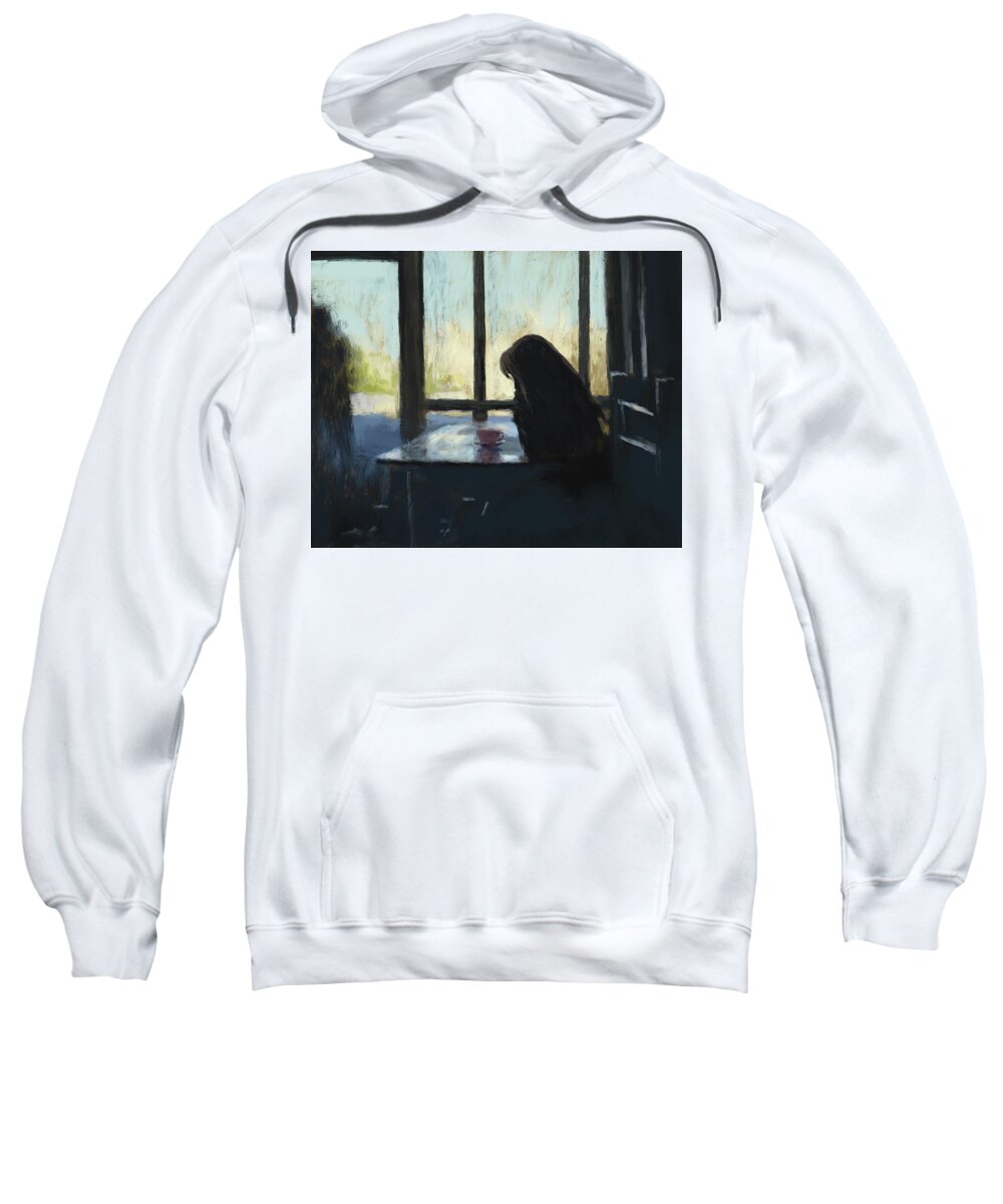 Coffee Sweatshirt featuring the painting Coffee Prayer by Larry Whitler