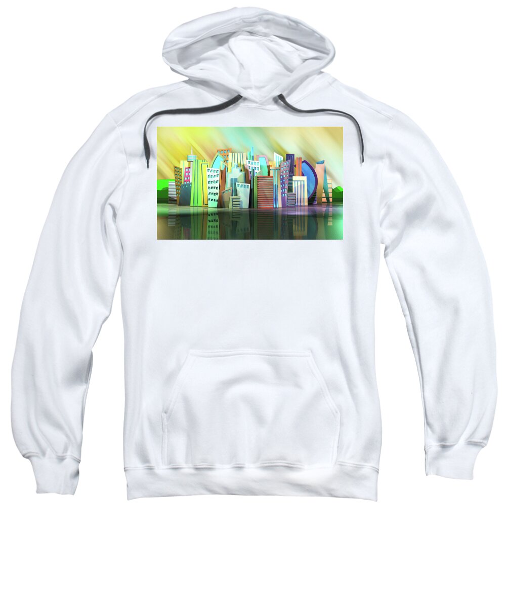 Abstract Sweatshirt featuring the digital art Color City by KC Pollak