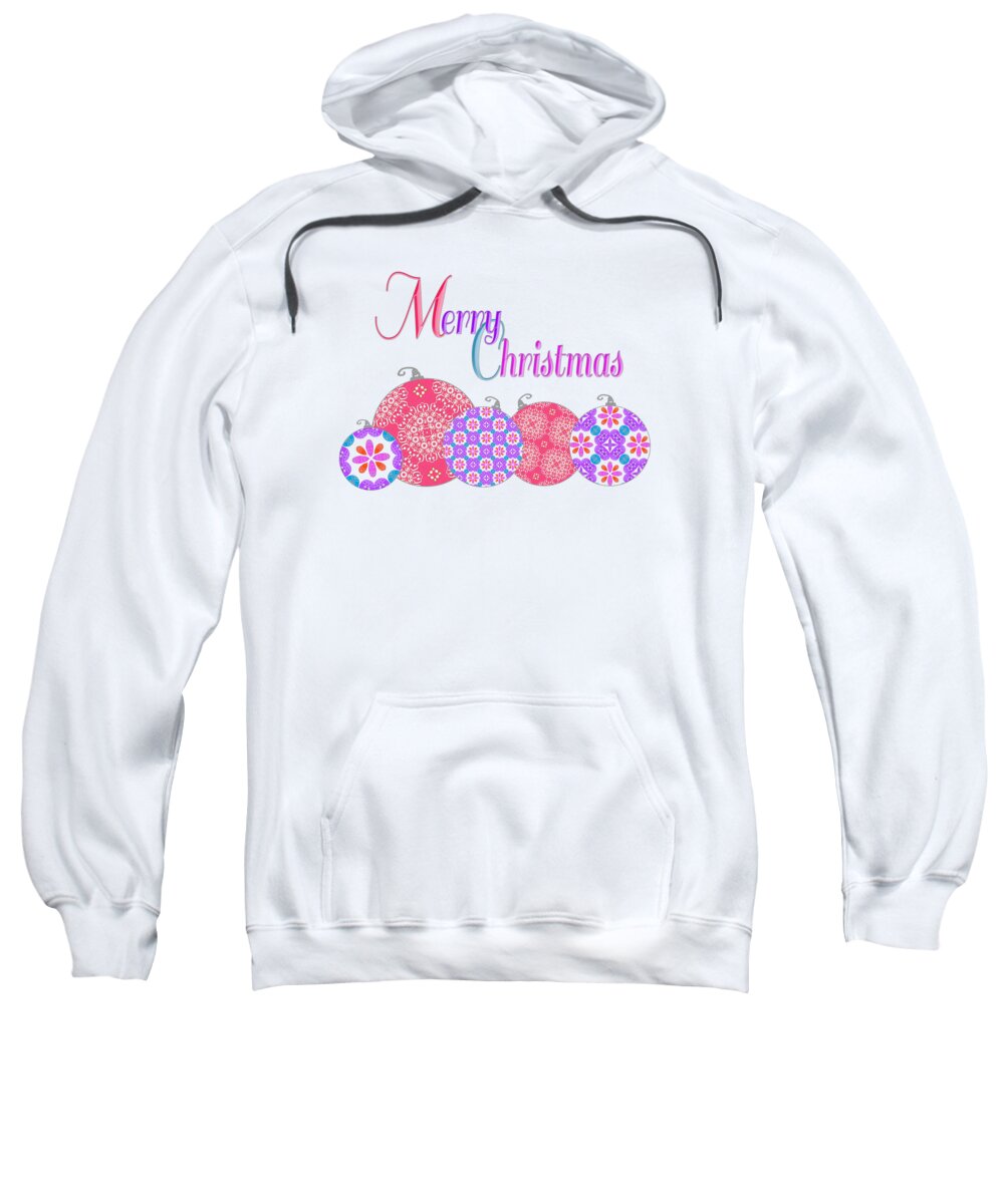 Christmas Decorations Sweatshirt featuring the digital art Colorful Christmas Ornaments Card by Marianne Campolongo
