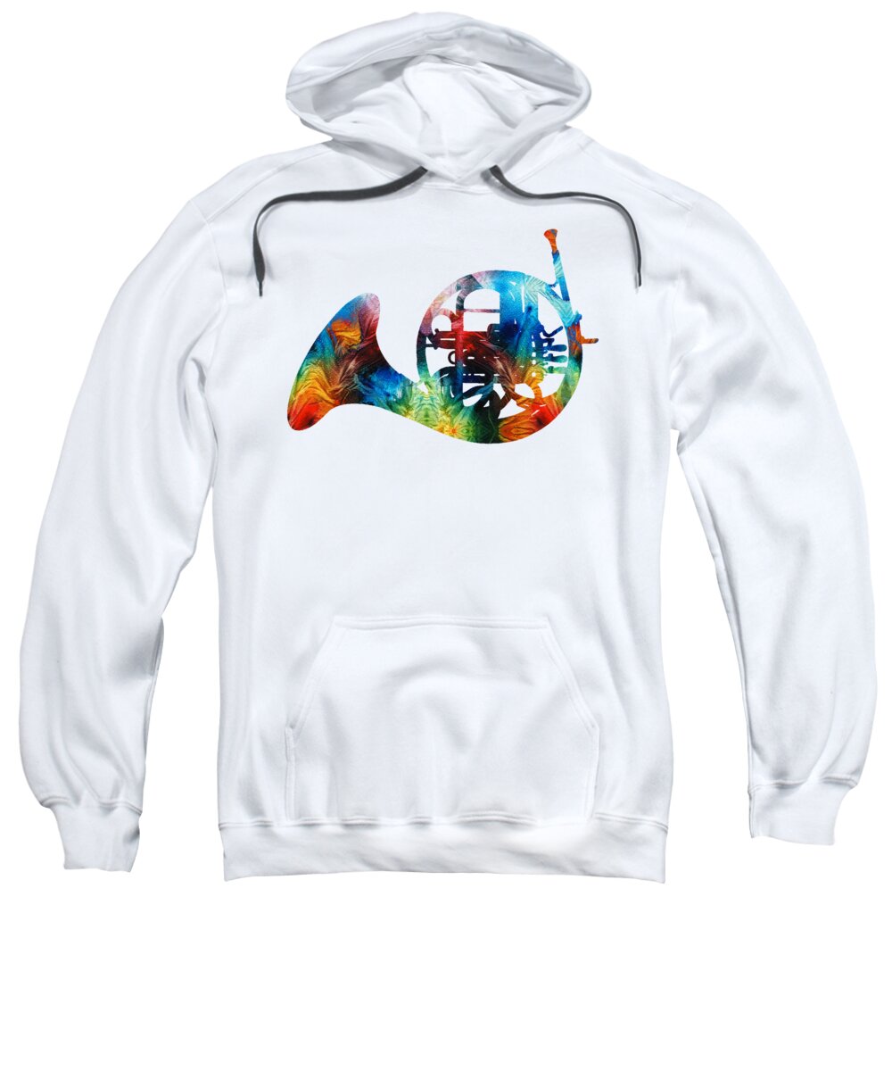 French Horn Sweatshirt featuring the painting Colorful French Horn - Color Fusion By Sharon Cummings by Sharon Cummings