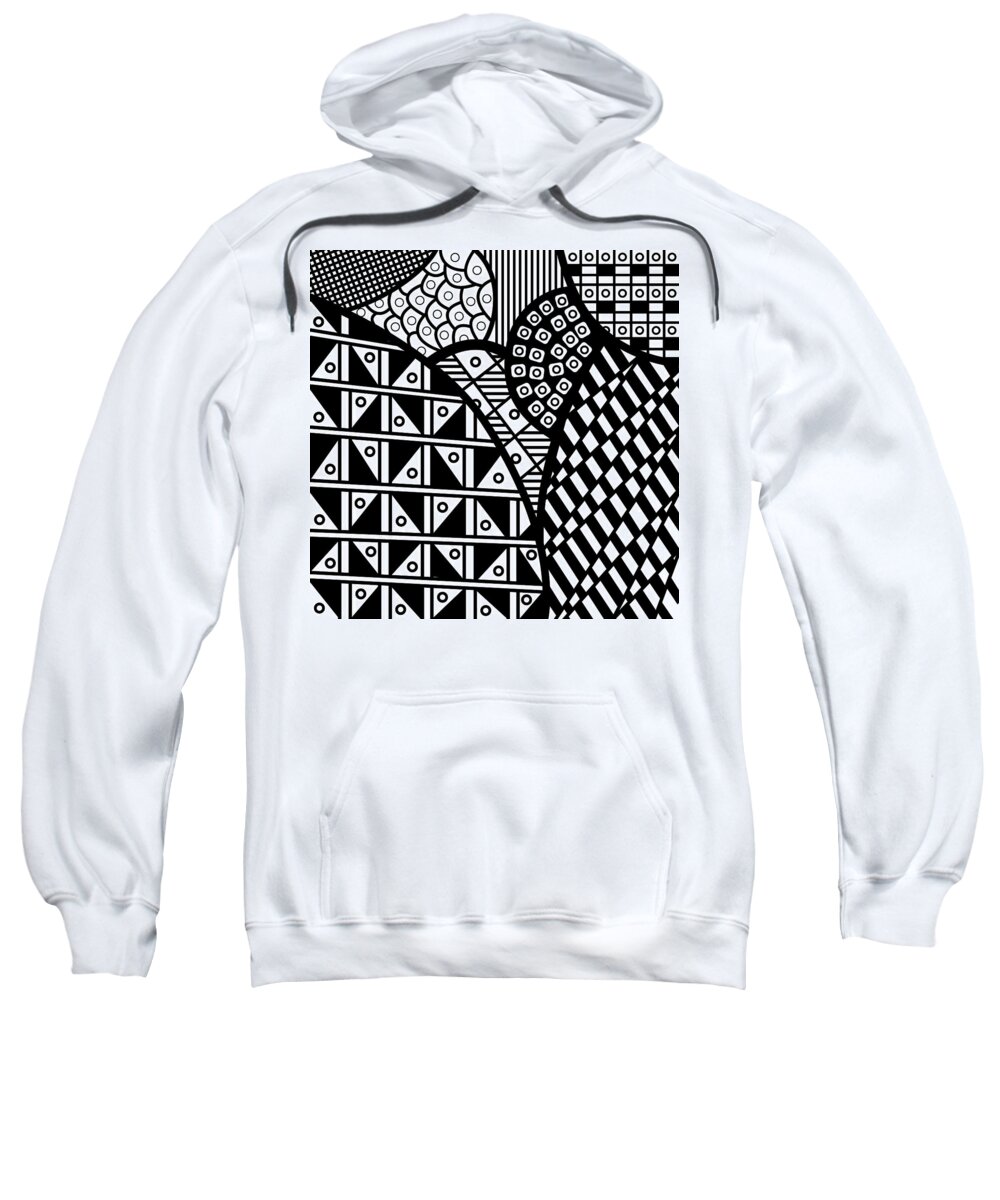 Black And White Sweatshirt featuring the digital art Composition of Patterns by Lynn Hansen