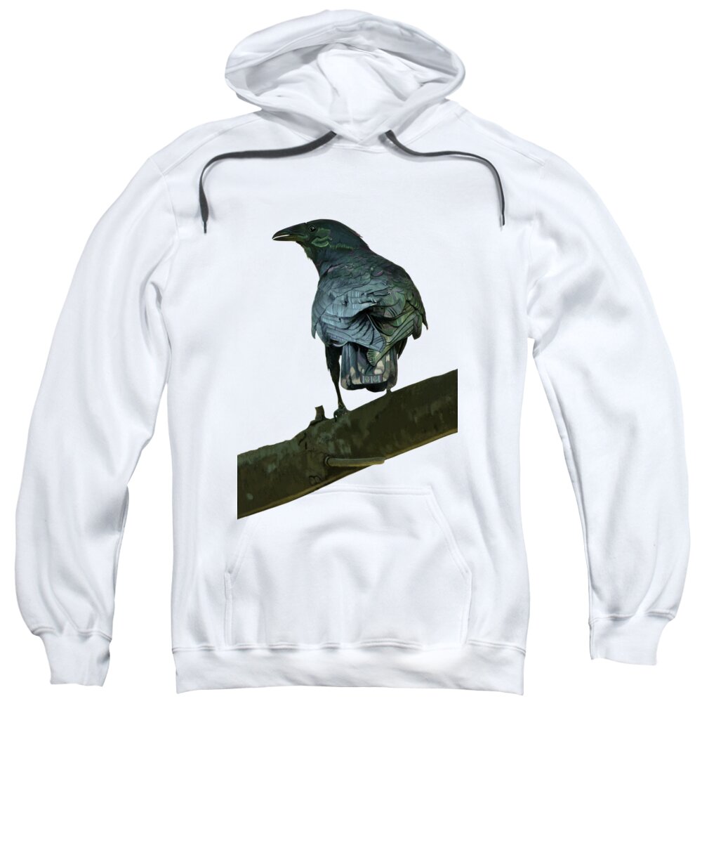 Crow Sweatshirt featuring the painting Crow in Copper by Judy Cuddehe