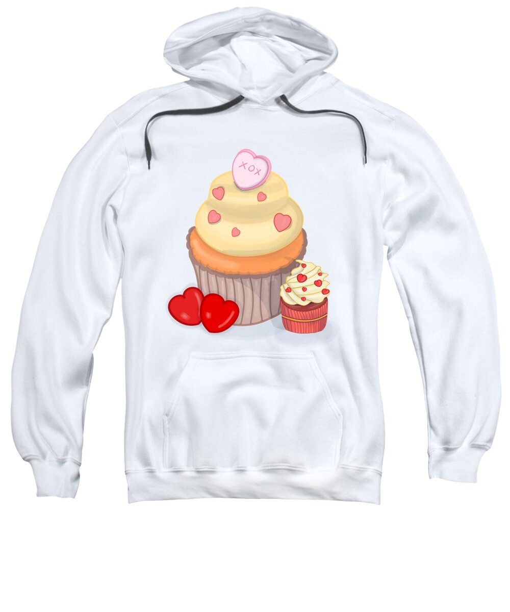 Digital Sweatshirt featuring the digital art Cupcakes With Hearts by Rose Lewis