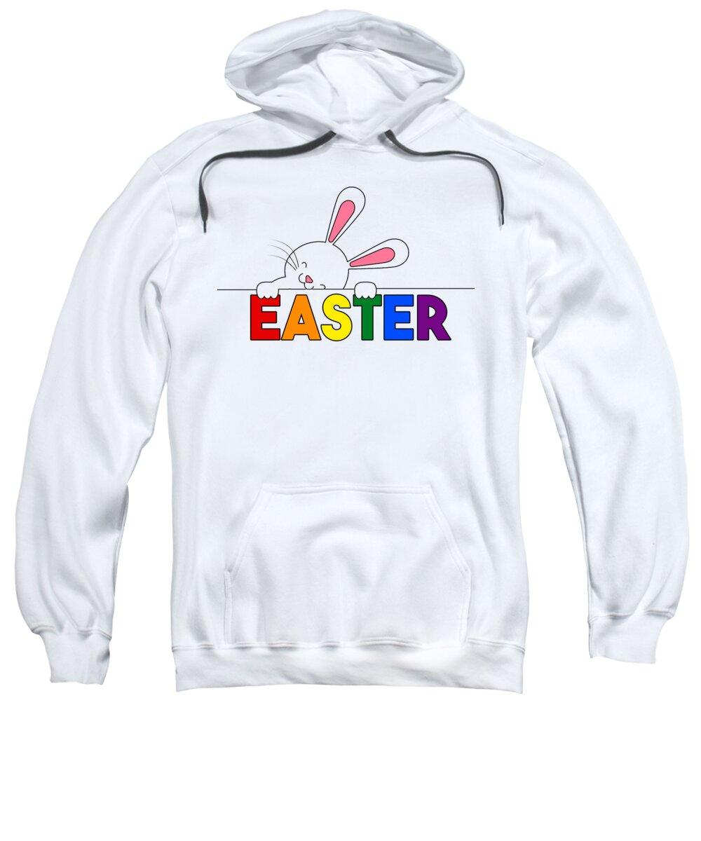 Easter Sweatshirt featuring the digital art Cute Easter Bunny LGBT Rainbow Theme by Doreen Erhardt