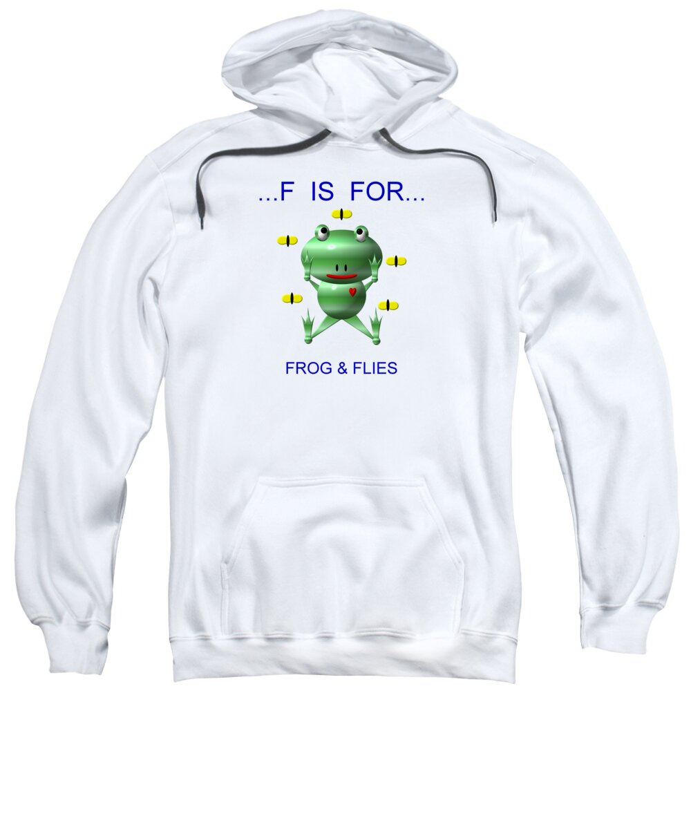 Frogs Sweatshirt featuring the digital art Cute Frog with Flies by Rose Santuci-Sofranko