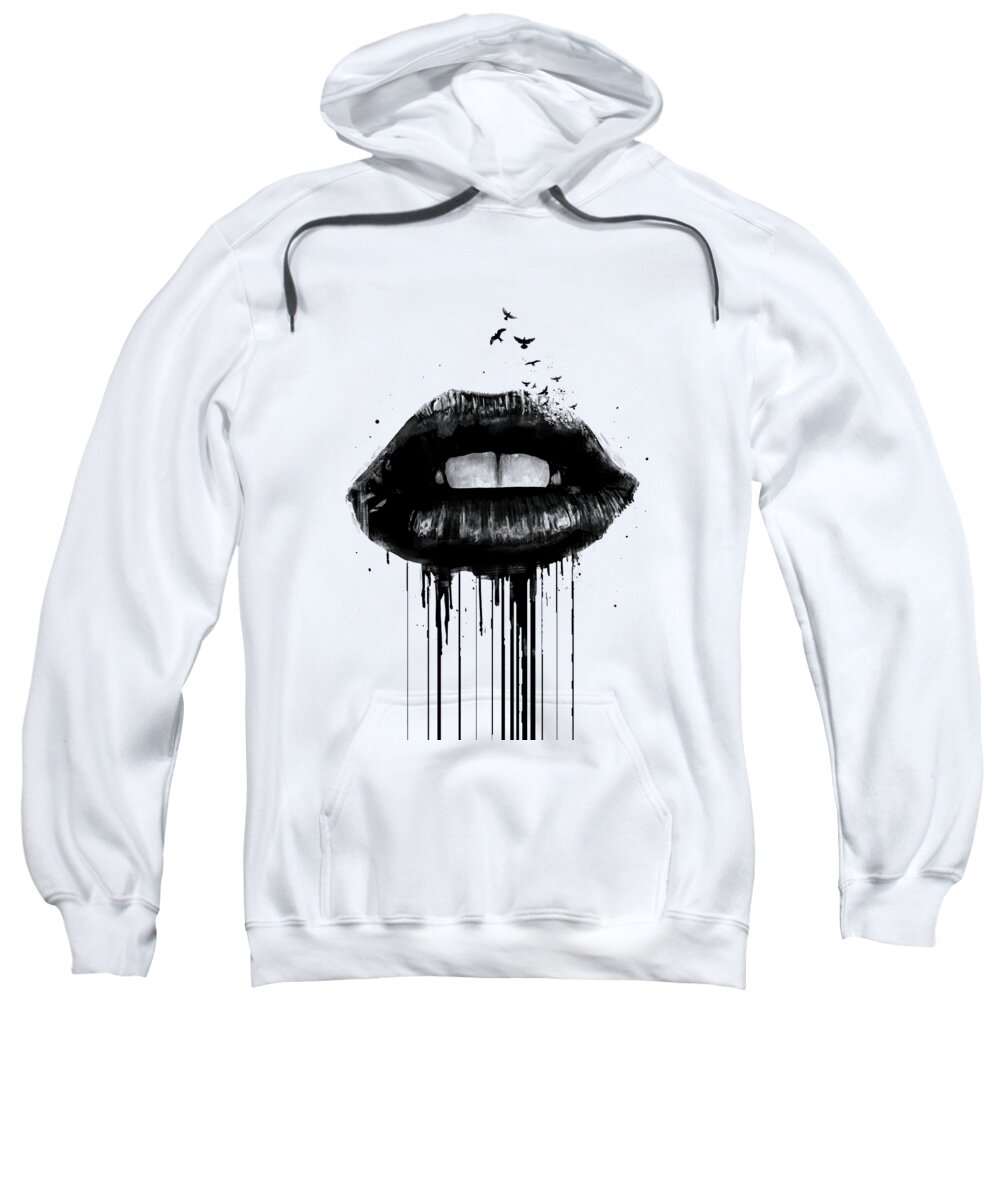 Lips Sweatshirt featuring the mixed media Dead love by Balazs Solti
