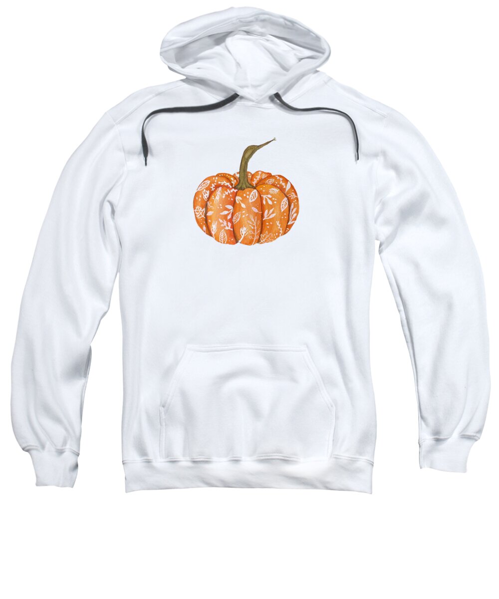 Pumpkin Sweatshirt featuring the painting Decorated Pumpkin by Deborah League