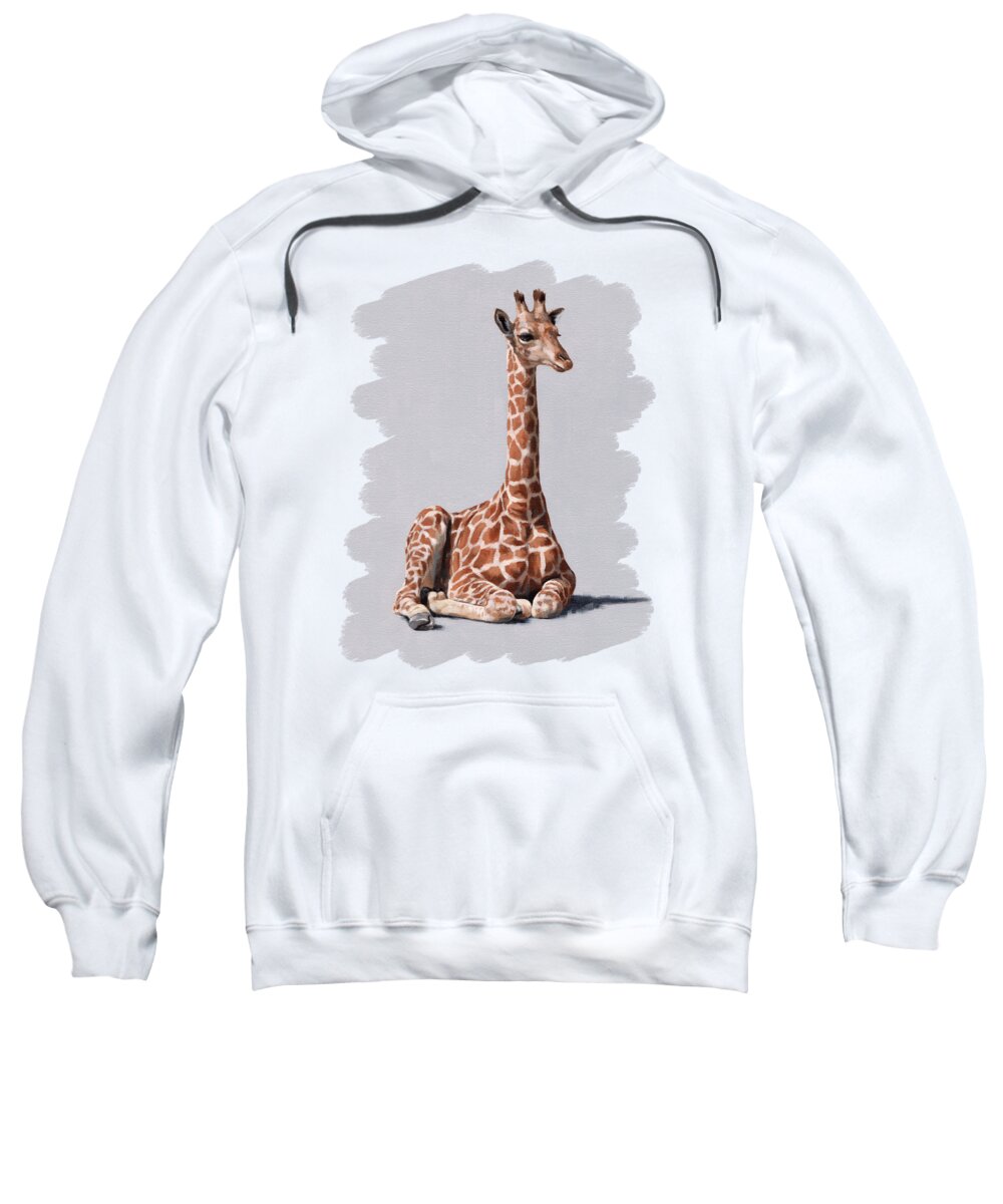 Giraffe Sweatshirt featuring the painting Delia by Rachel Stribbling