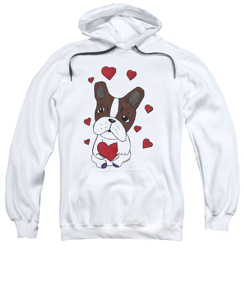Pet Sweatshirt featuring the drawing Boston Terrier Dog with Hearts by Ali Baucom