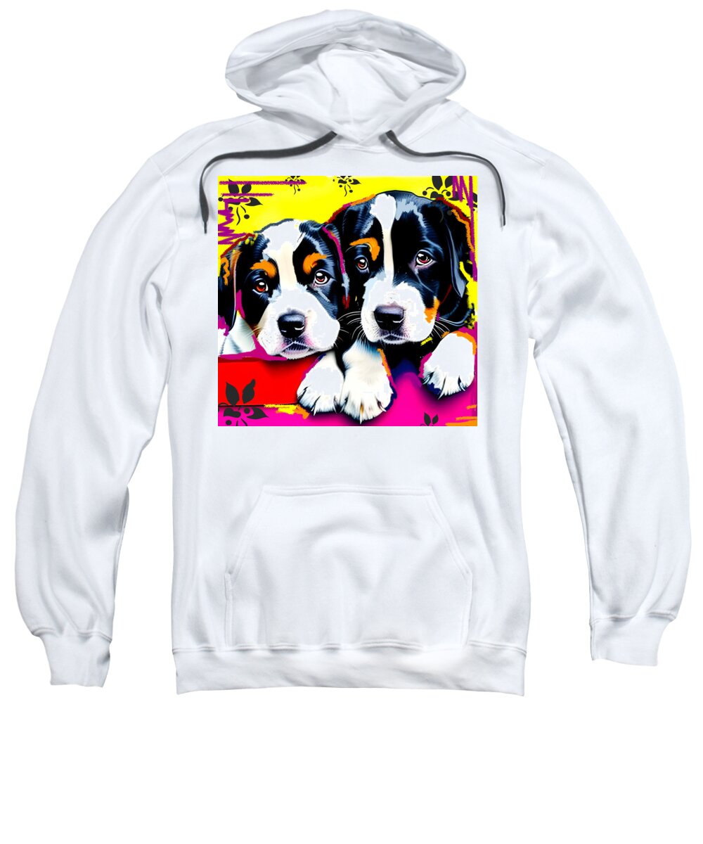 Dog Sweatshirt featuring the digital art Dogs by Bogdan Floridana Oana