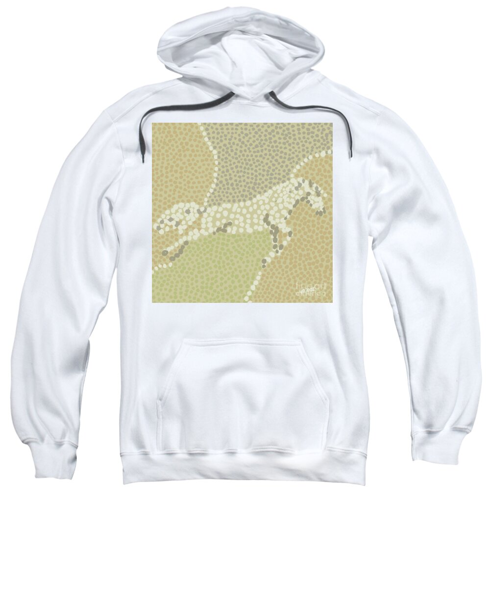 Dotted White Horse Sweatshirt featuring the painting Dotted white horse by Go Van Kampen