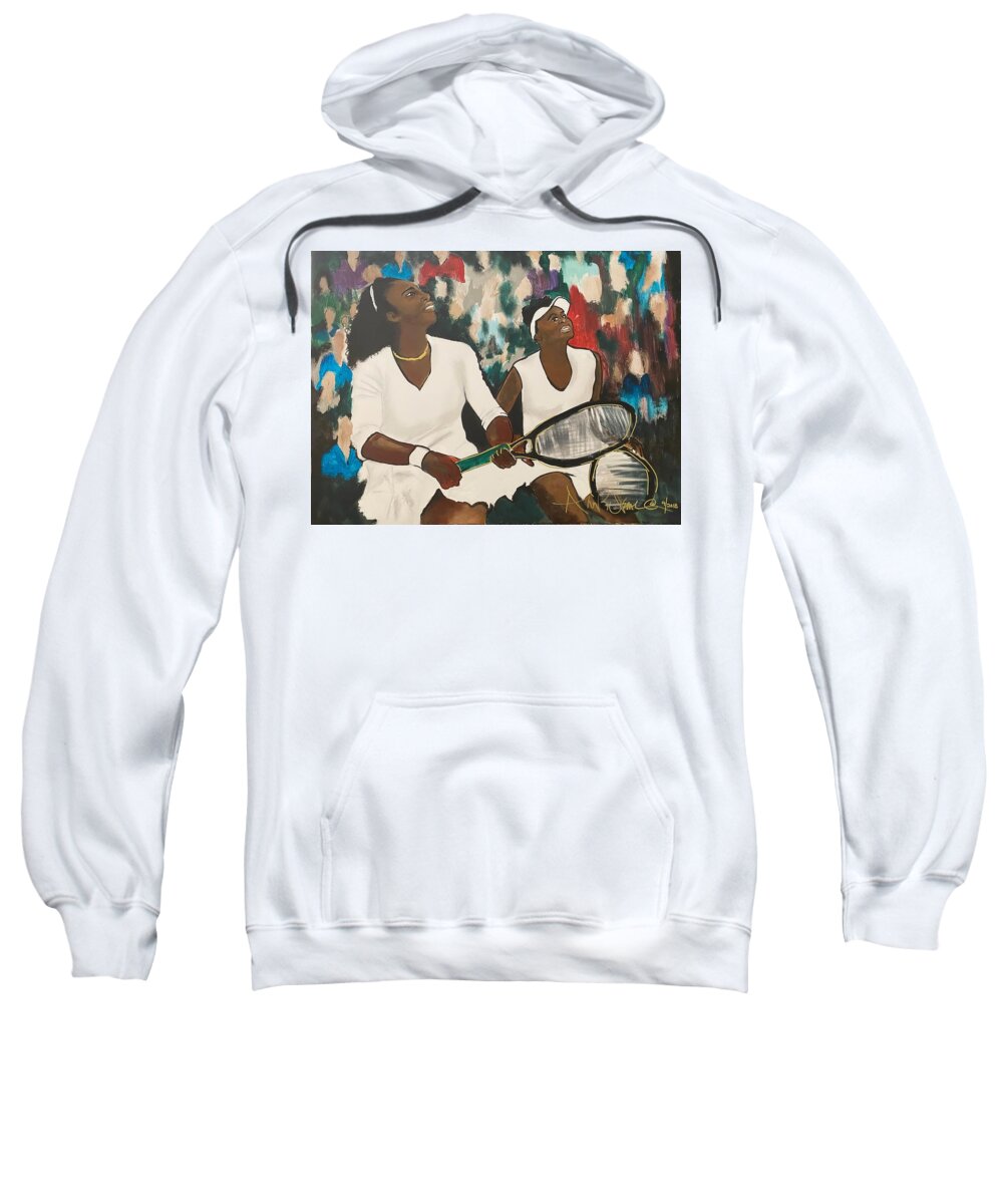  Sweatshirt featuring the painting Double Fault by Angie ONeal
