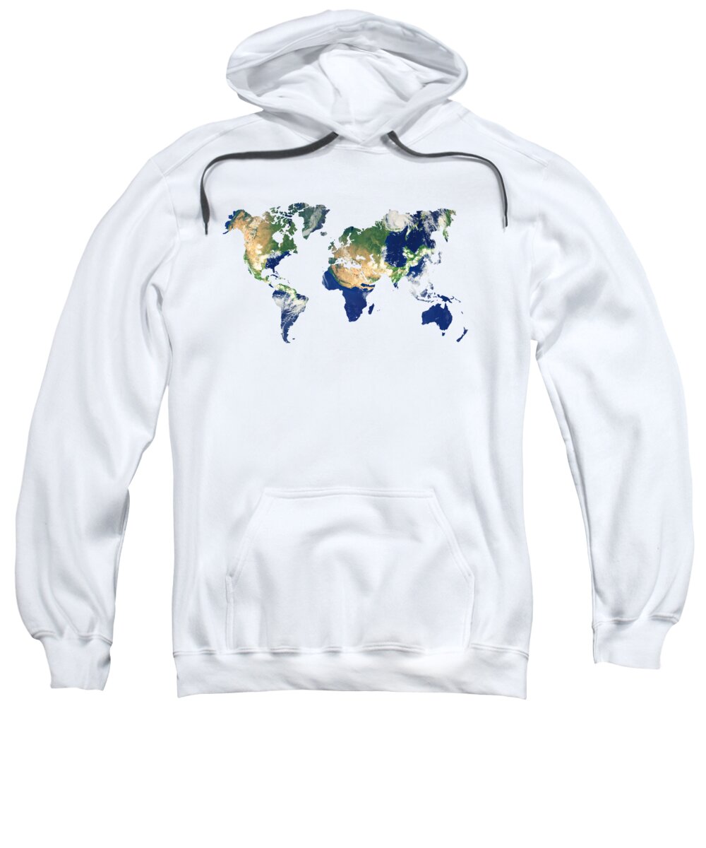 World Sweatshirt featuring the photograph Earth World map by Delphimages Map Creations
