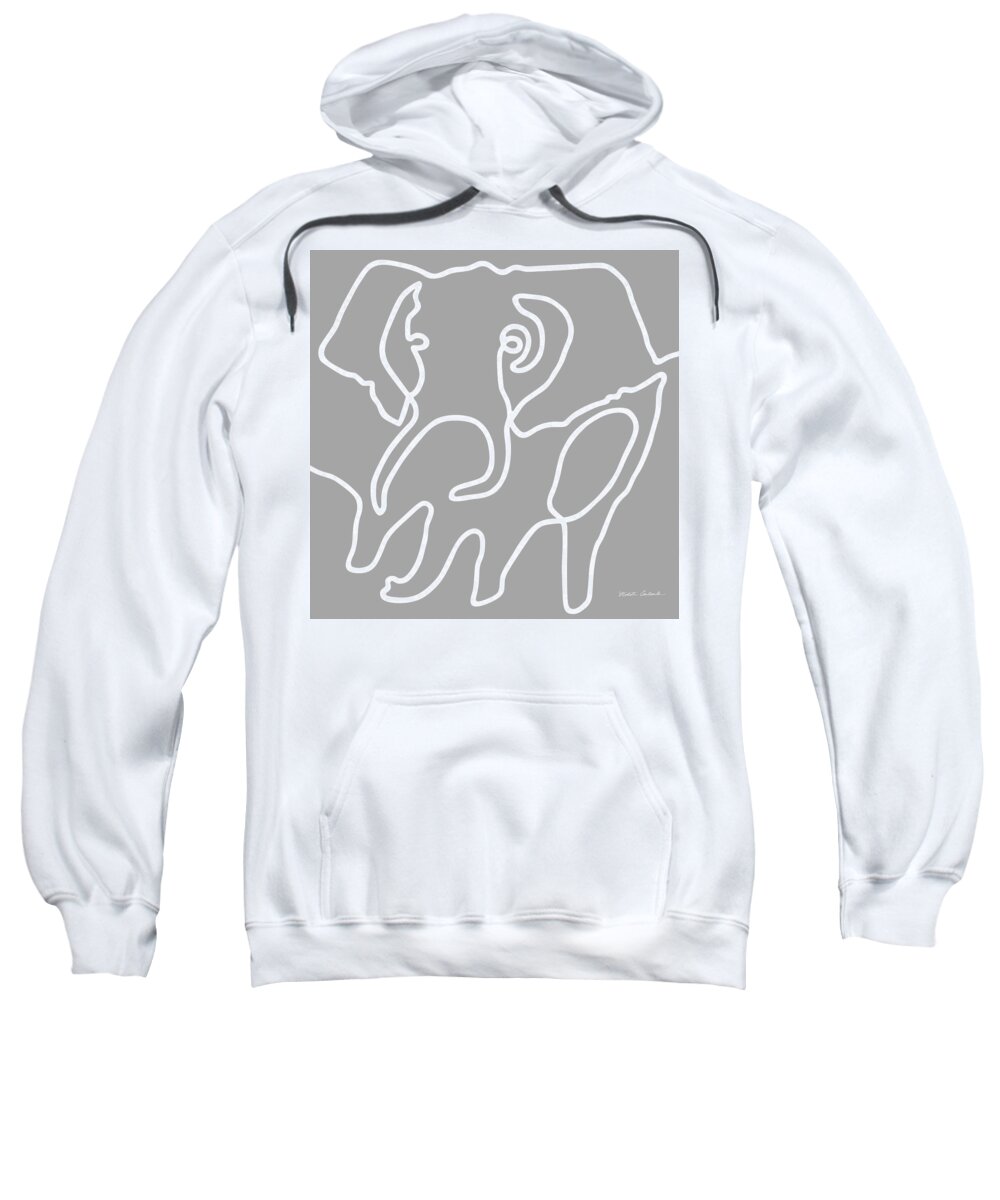 Nikita Coulombe Sweatshirt featuring the painting Elephant I light grey by Nikita Coulombe