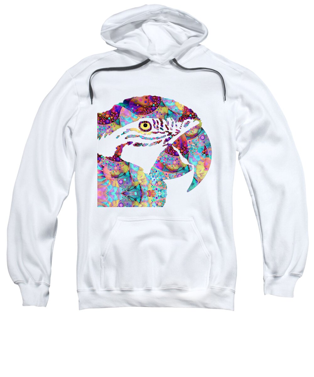 Parrot Sweatshirt featuring the painting Enchanted Parrot Tropical Bird Art by Sharon Cummings