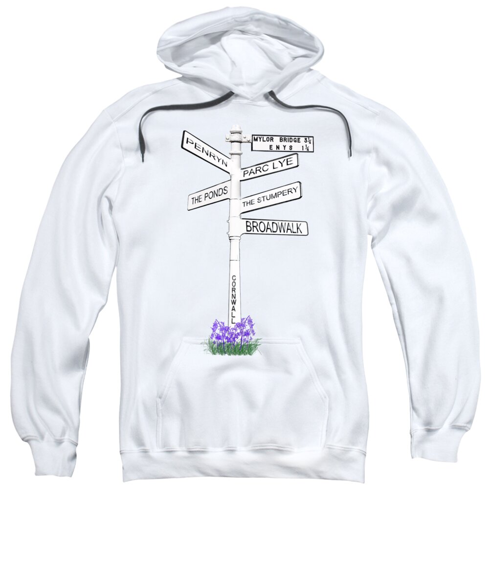 Enys Sweatshirt featuring the photograph Enys Gardens Signpost by Terri Waters