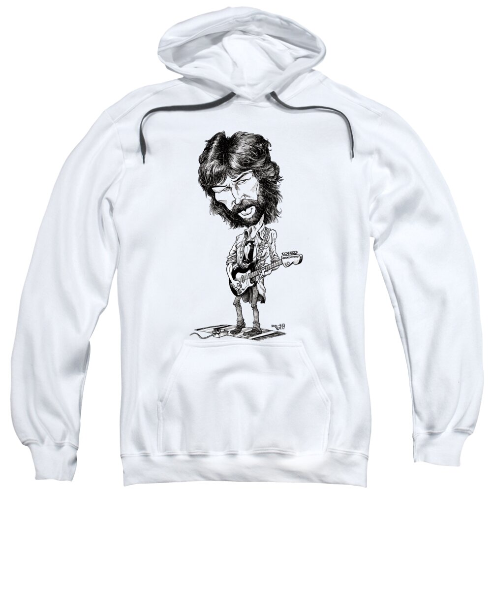 Cartoon Sweatshirt featuring the drawing Eric Clapton, 1971 by Mike Scott