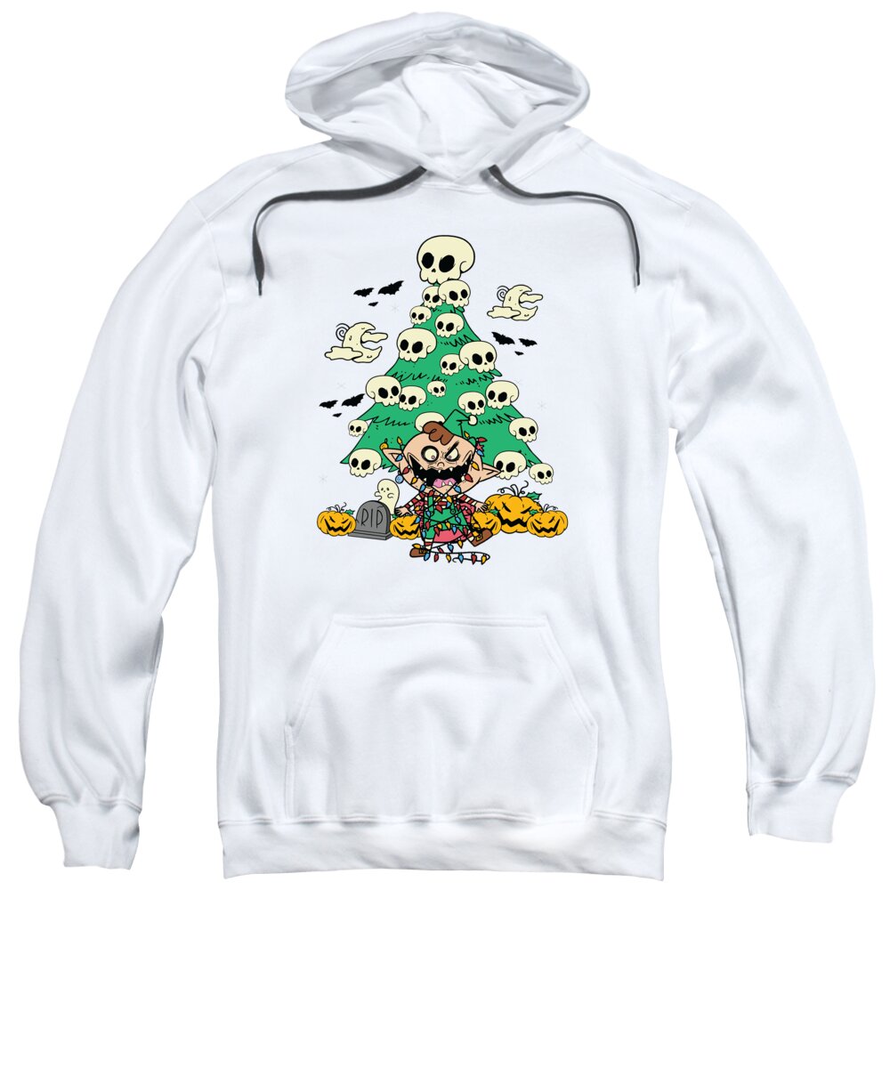 Evil Sweatshirt featuring the digital art Evil Christmas Elf Zombie Holiday Horror by Toms Tee Store