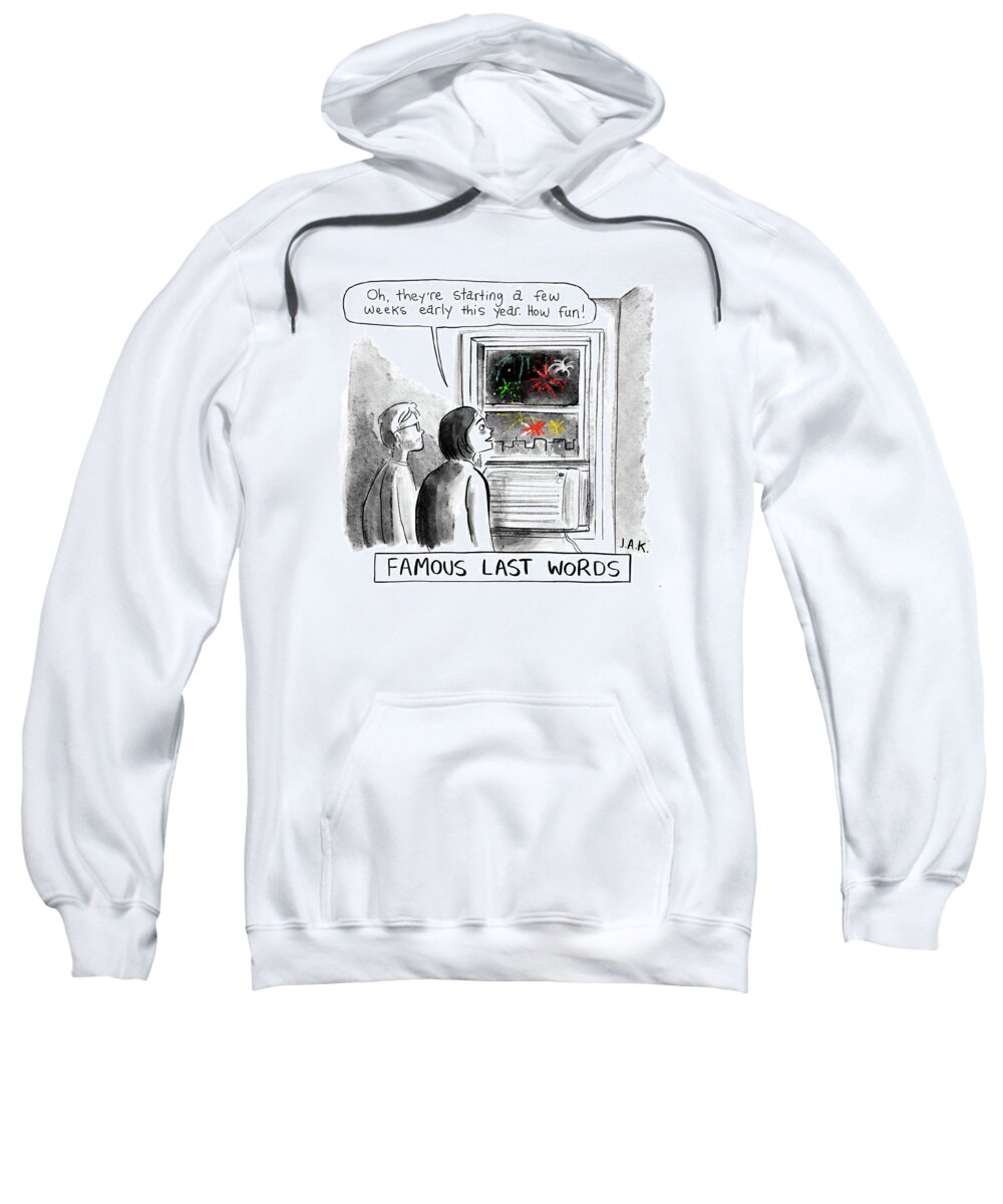 Captionless Sweatshirt featuring the drawing Famous Last Words by Jason Adam Katzenstein