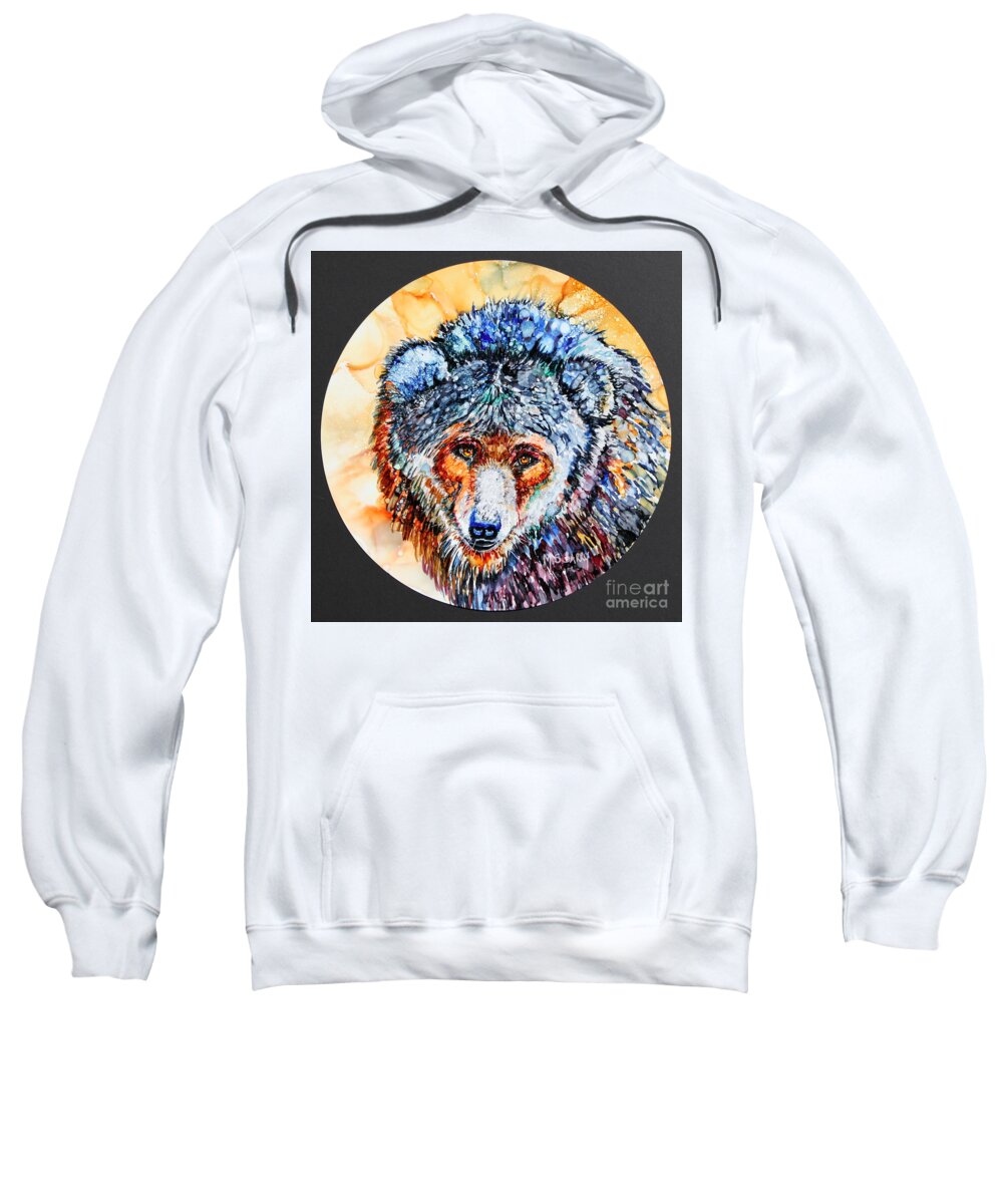 Brown Bear Sweatshirt featuring the painting Flirty Grizzly by Maria Barry