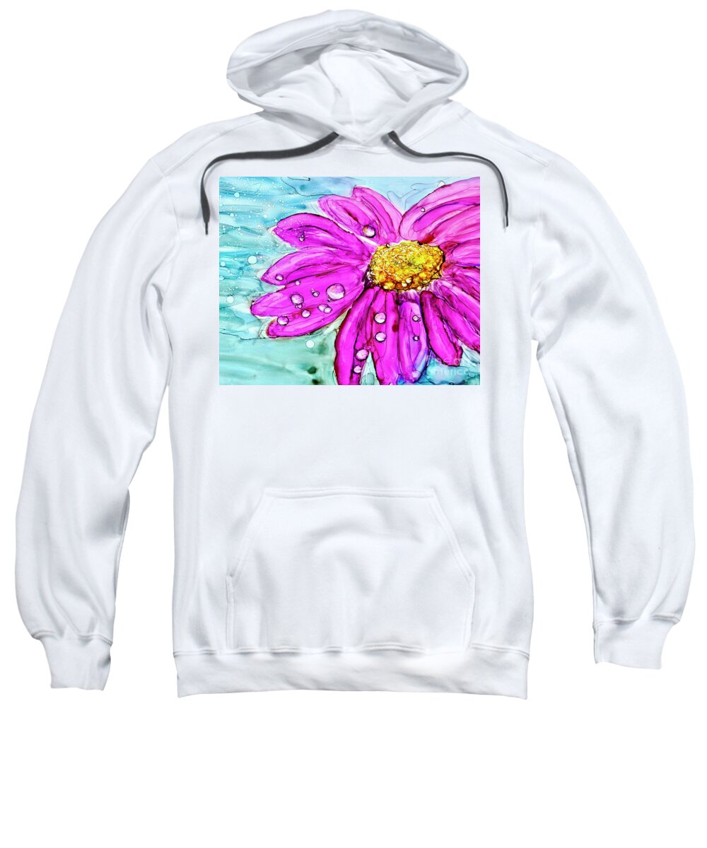 Flower Painting Sweatshirt featuring the painting Flower Dripping with Cheer by Patty Donoghue