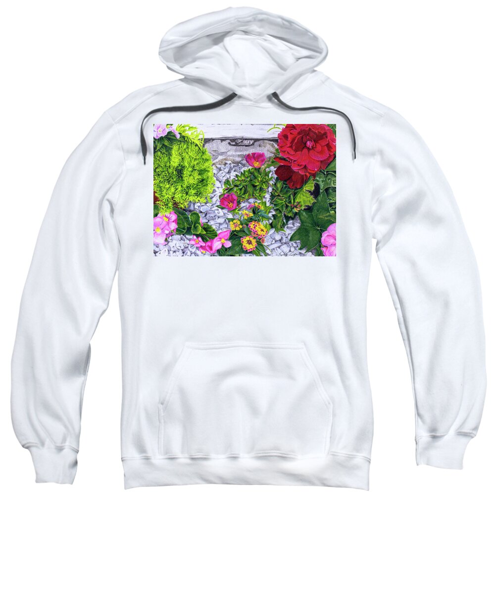 Floral Sweatshirt featuring the drawing Flowers Close to Home by Kelly Speros