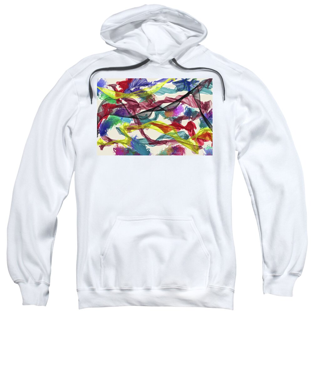 Impressionism Sweatshirt featuring the digital art Fly Fishing Abstract. by Cordia Murphy