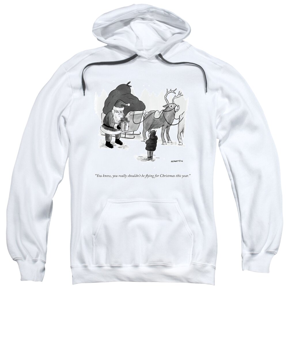  You Know Sweatshirt featuring the drawing Flying For Christmas This Year by Emily Bernstein