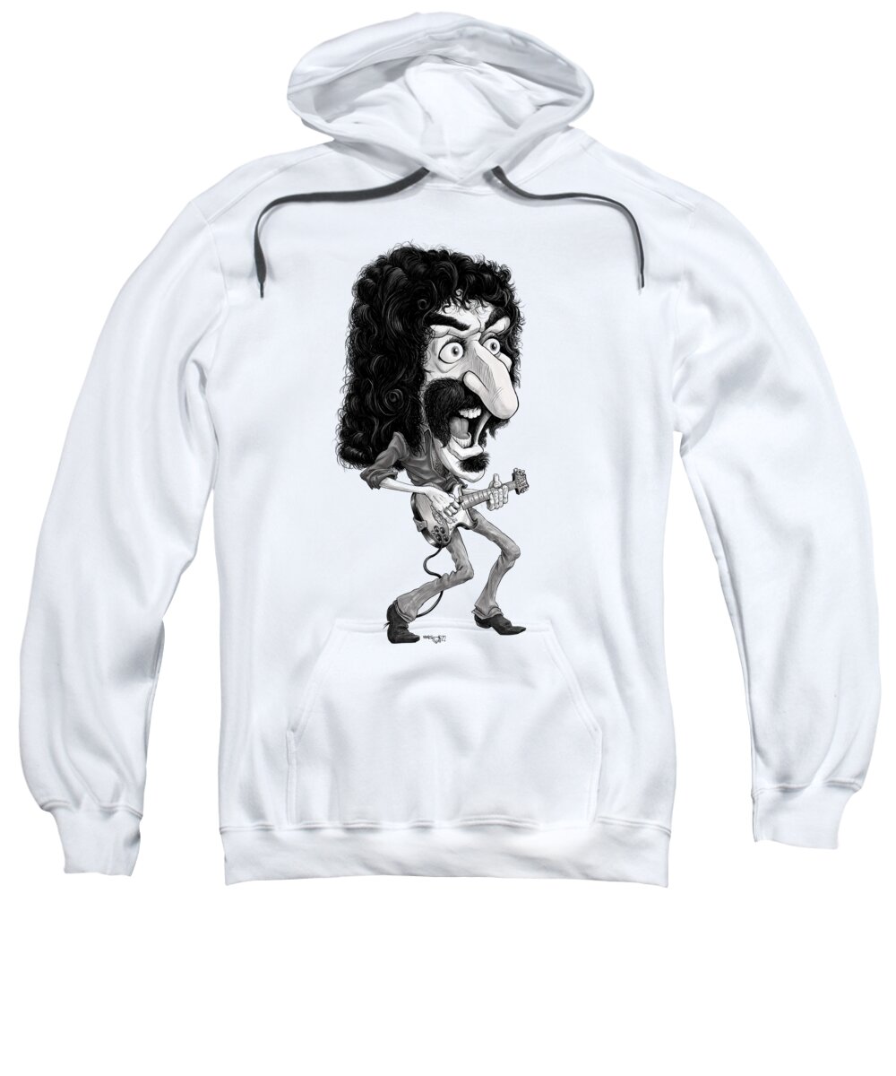 Cartoon Sweatshirt featuring the drawing Frank Zappa by Mike Scott