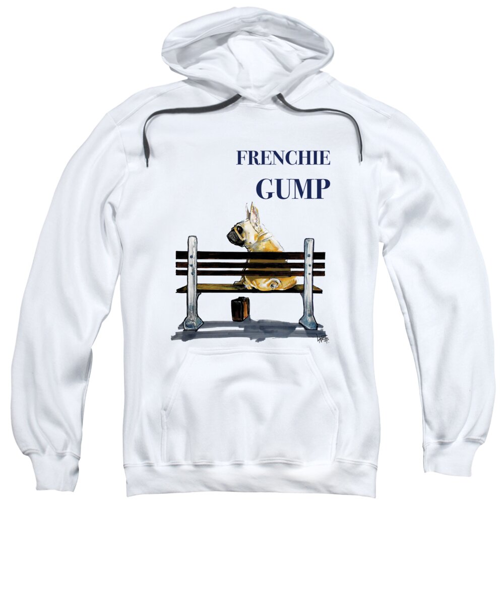 Frenchie Sweatshirt featuring the drawing Frenchie Gump by John LaFree