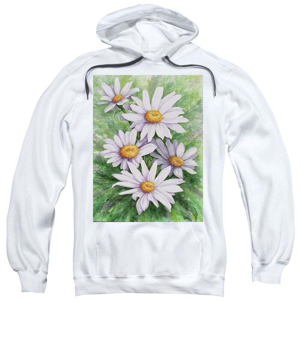 Daisy Sweatshirt featuring the painting Garden Daisies by Lori Taylor