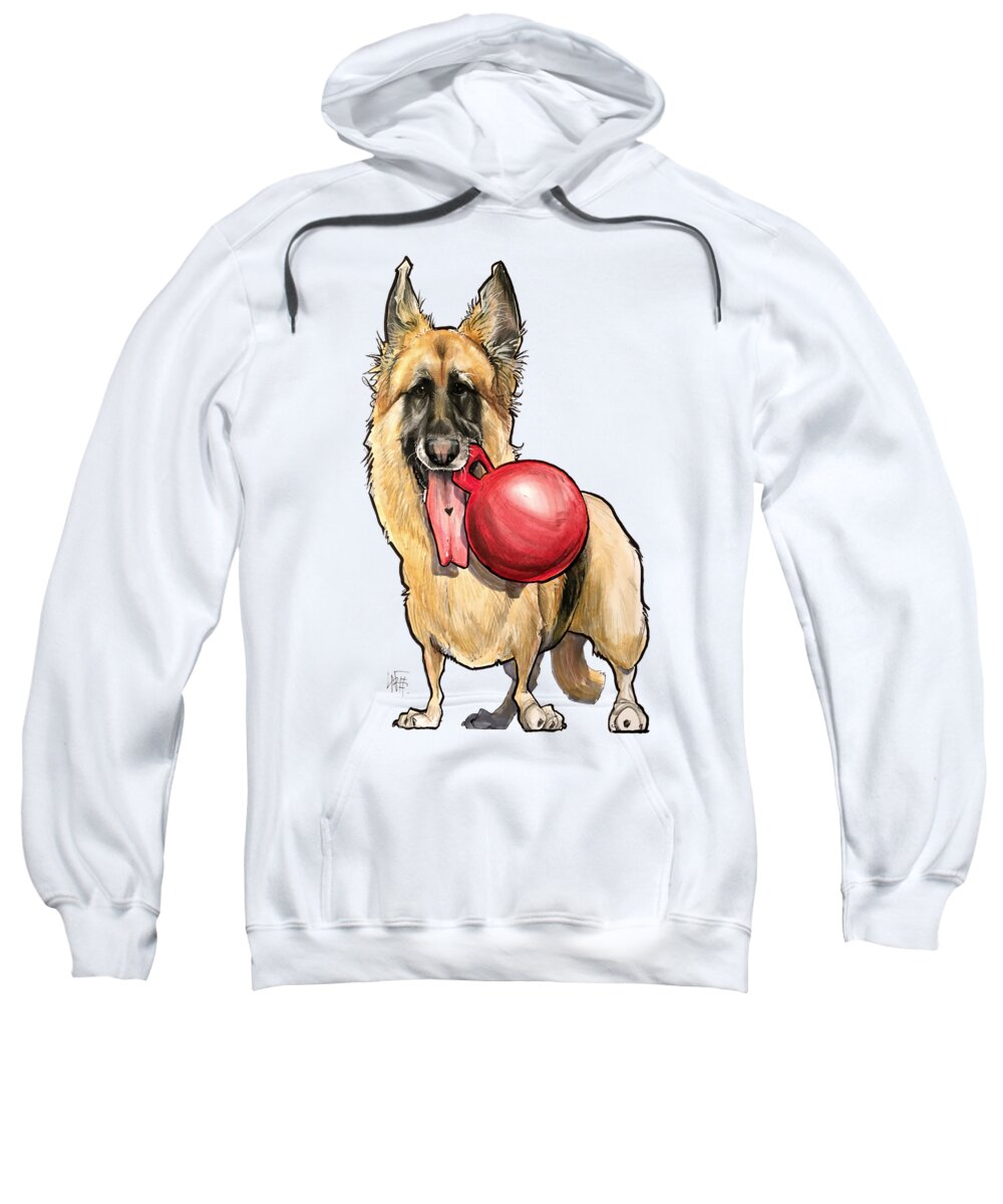 Dog Sweatshirt featuring the drawing German Shepherd with Toy by Canine Caricatures By John LaFree