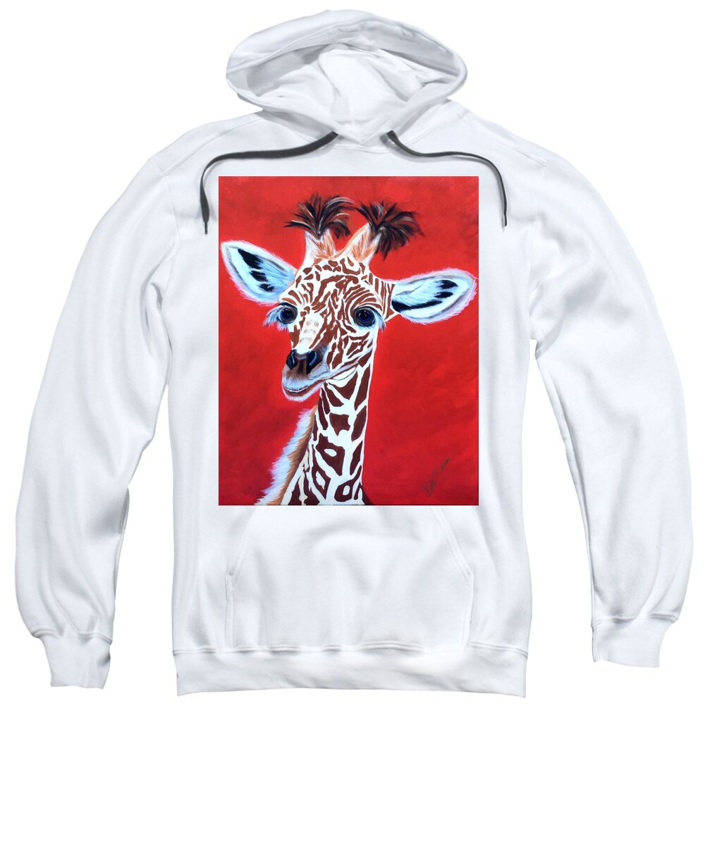 Sweatshirt featuring the painting Gerry the Giraffe by Bill Manson