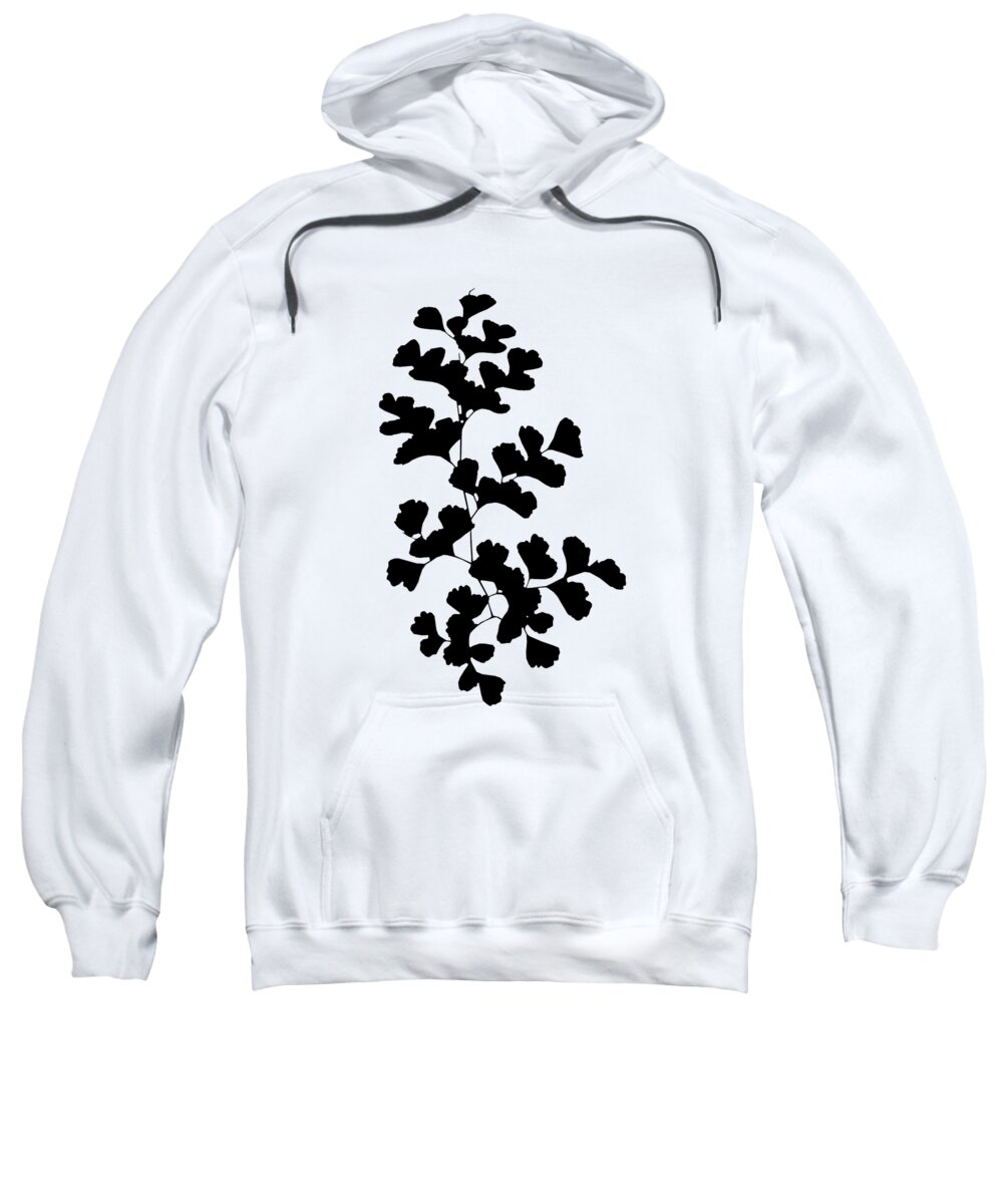 Ginkgo Sweatshirt featuring the digital art Ginkgo Biloba Black and White by Rebecca Herranen