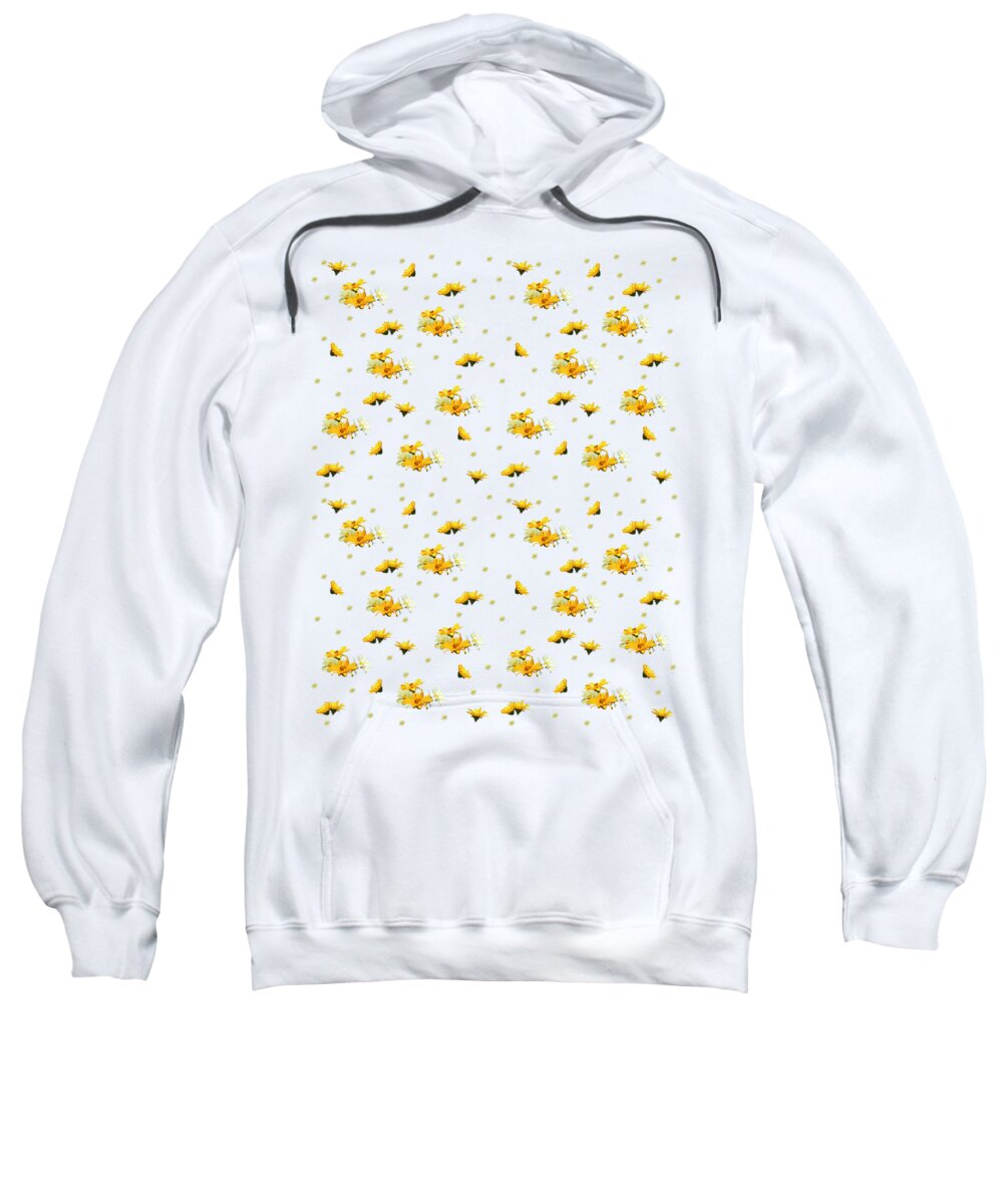 Golden Yellow Sweatshirt featuring the photograph Golden Yellow and White Asters Digital Oil Paint Pattern by Colleen Cornelius