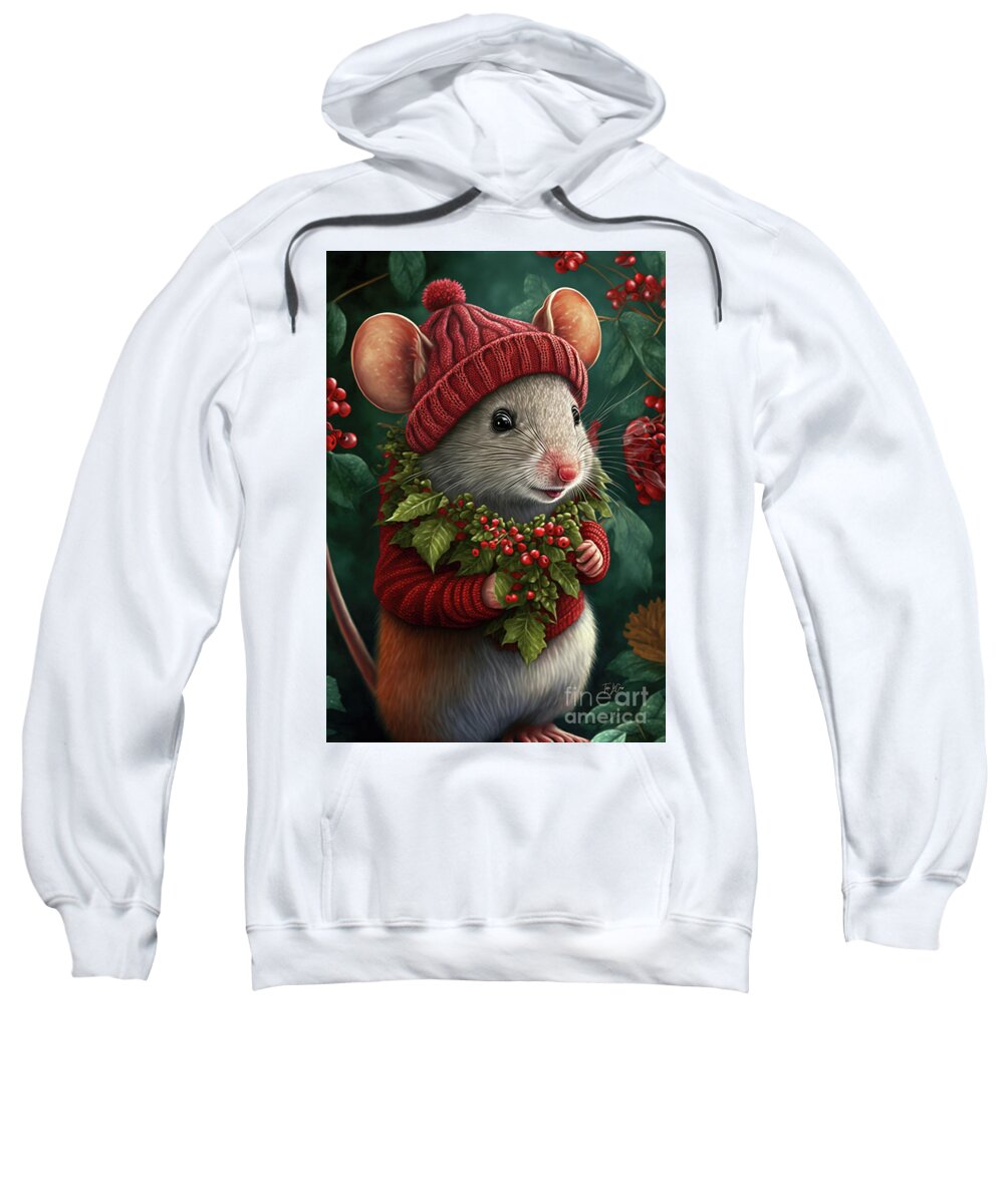 #faaadwordsbest Sweatshirt featuring the painting Happy Little Christmas Mouse by Tina LeCour