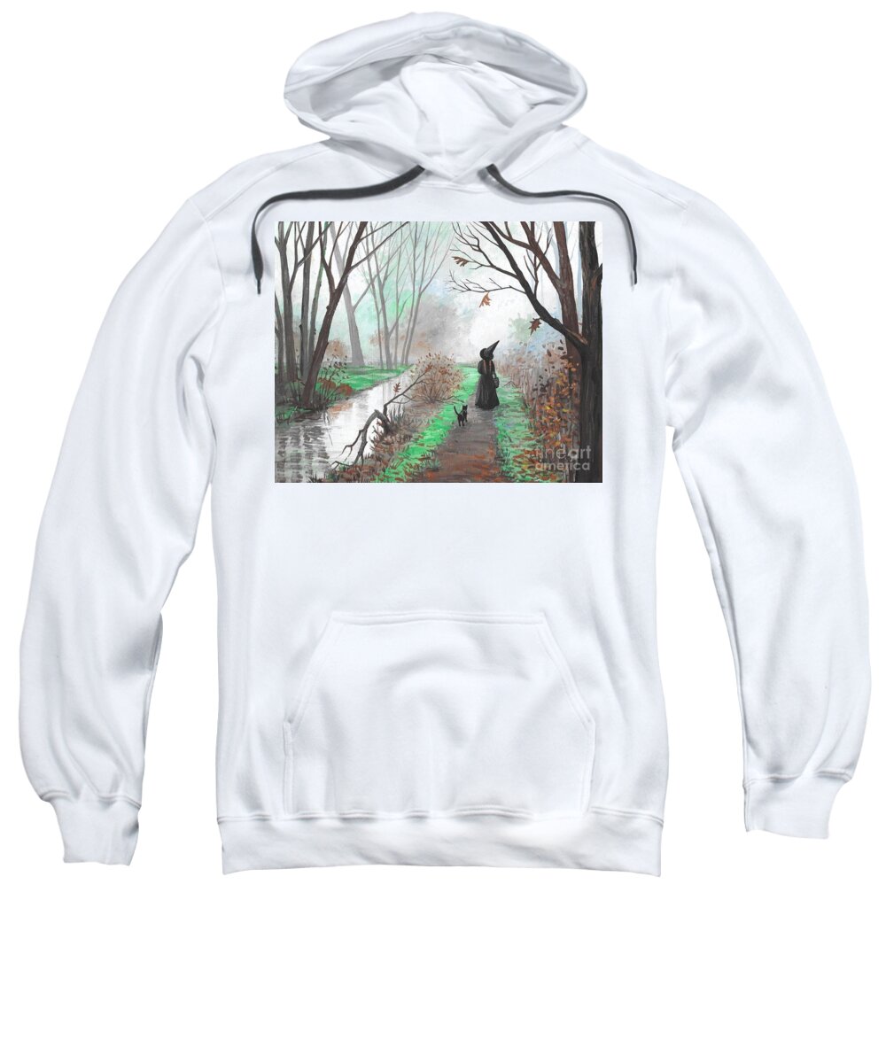 Print Sweatshirt featuring the painting Haunted Brook by Margaryta Yermolayeva