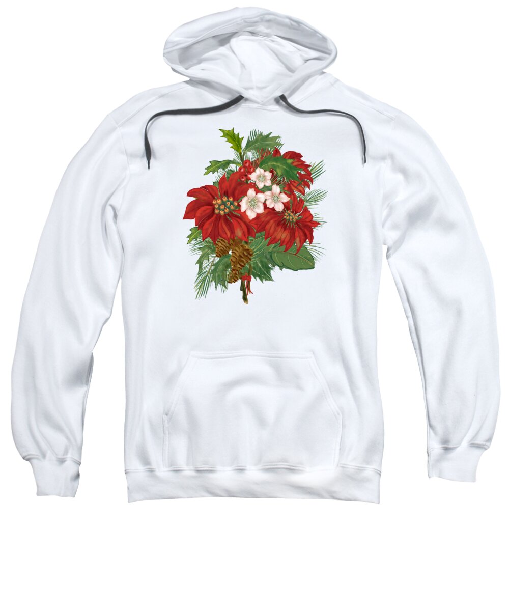 Poinsettia Sweatshirt featuring the painting Holiday Poinsettia by Blenda Studio
