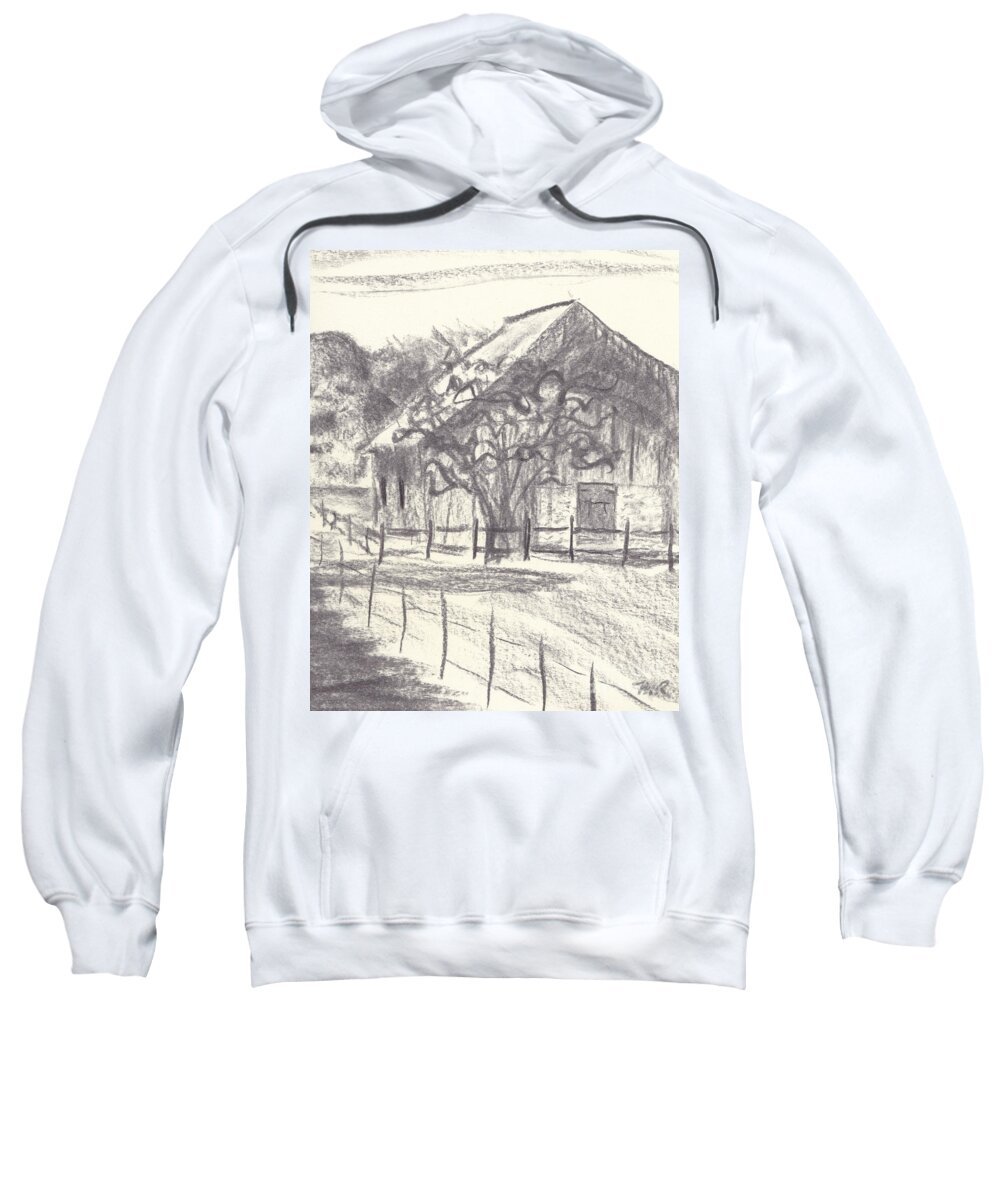 Maryland Sweatshirt featuring the drawing Stable on Whitehall Road by Maryland Outdoor Life